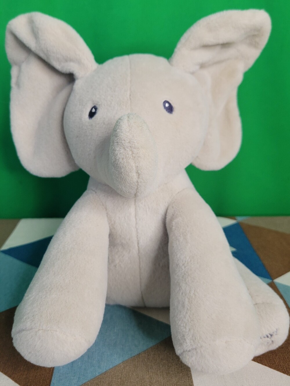 Plush Elephant Stuffed Animal - Soft Cream Baby Toy Gund Flappy Peek-a-boo
